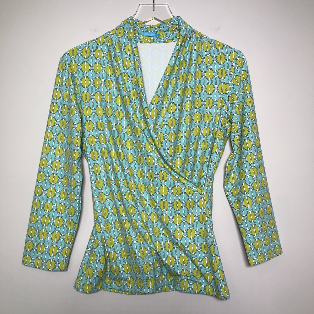 J. McLaughlin Catalina Cloth Faux Wrap Print Top